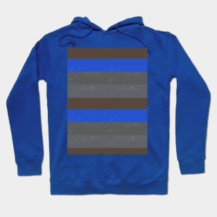 Bright Blue, Brown and Grey Rough Painted Style Stripes Hoodie